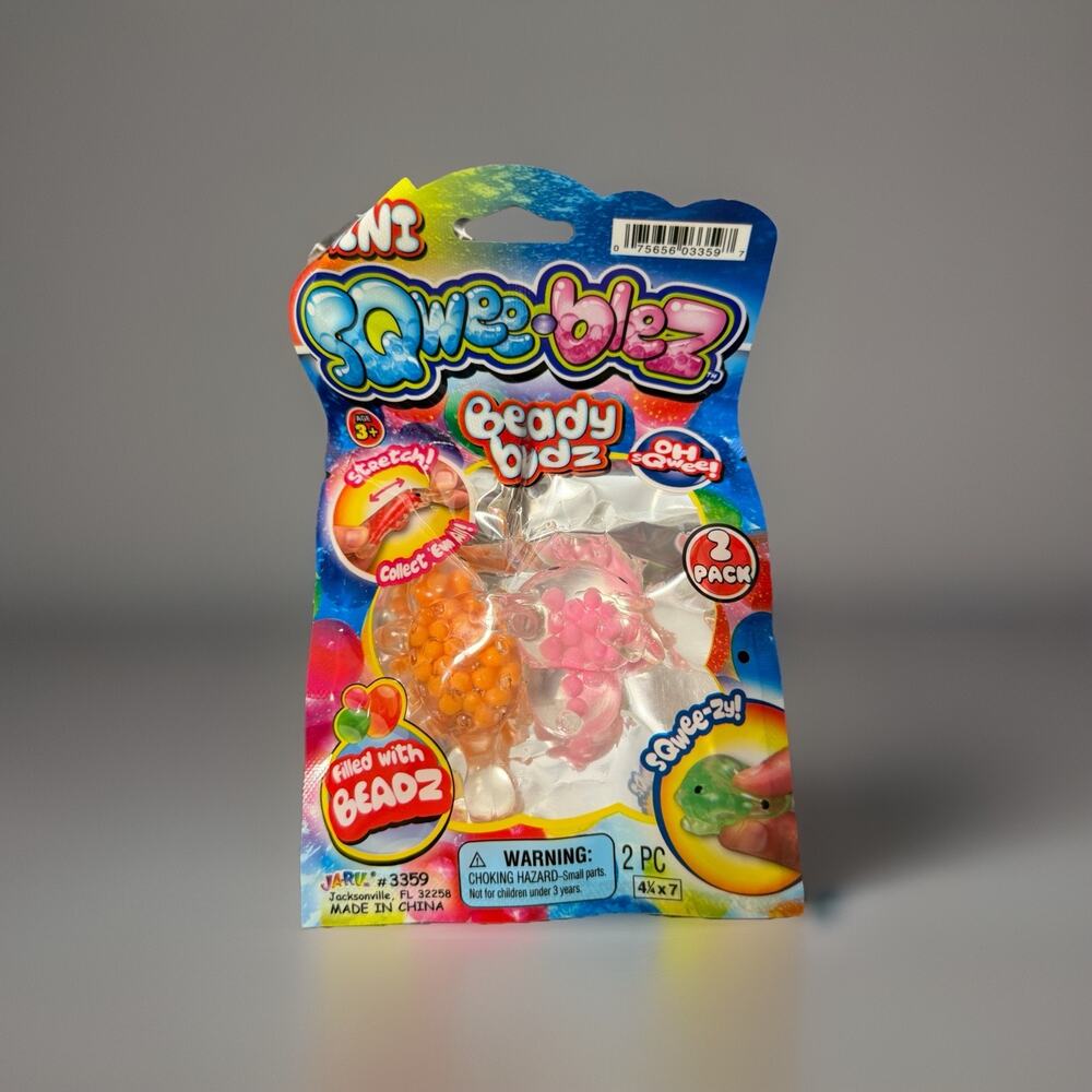 🔥Mini Sqweeblez Beady Buds 2 Pack ORANGE/PINK BNWT🔥